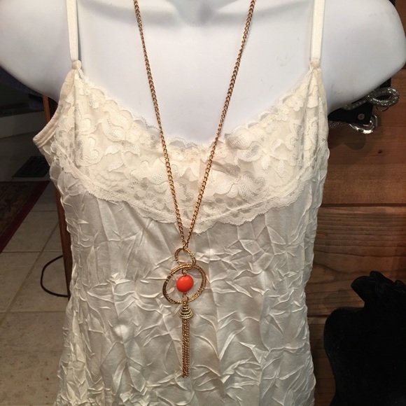 Long Gold Chaim w/ orange accent NWT - Picture 2 of 6